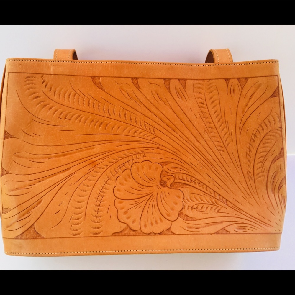 Tooled Leather Tote Force Ten Classic NWOT